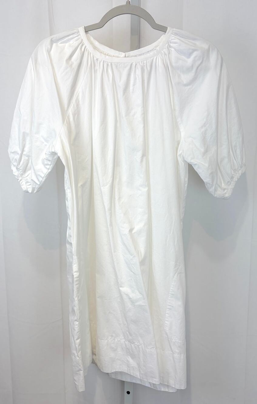 LAKE Cotton Poplin Mini Dress Raglan Puff Short Sleeve White Size S